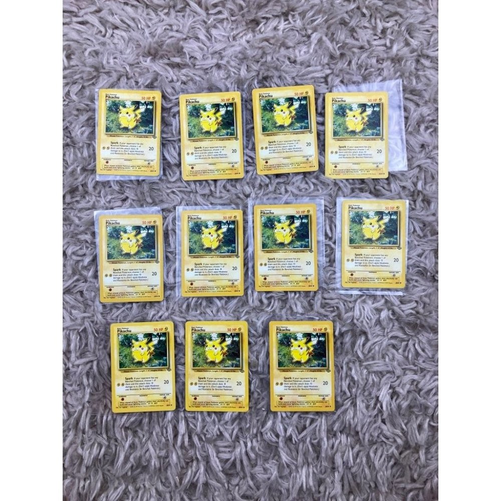 11x RAW Pokemon 1999 Jungle Set Pikachu #60 Vintage! (Red cheeks)